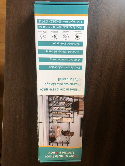 Wieszak na ubrania z półkami na buty do korytarza 48tknd