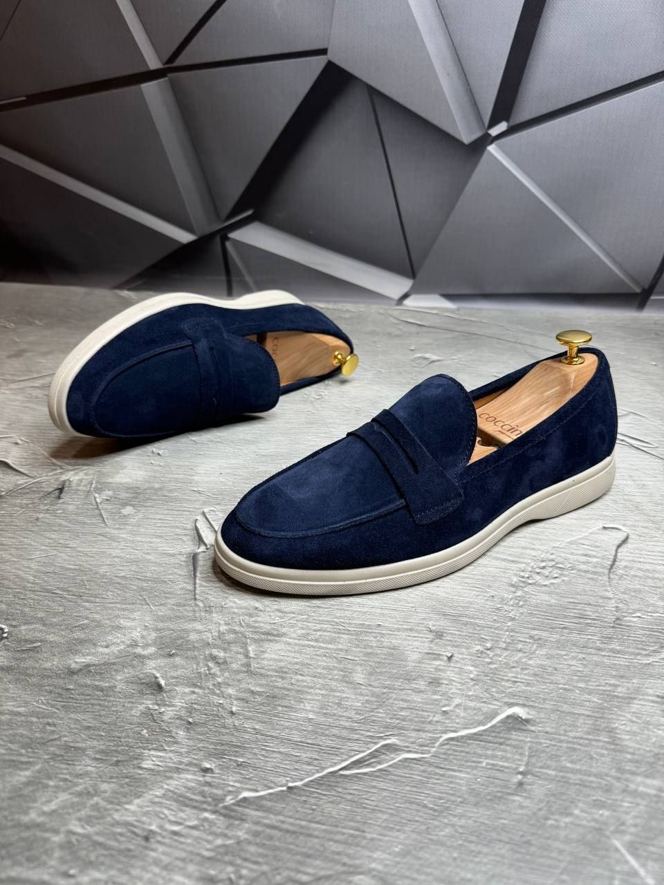 Лоферы Замшевые мужские синие LORO PIANA Suede ROYAL! Туфли Лоферы ХИТ