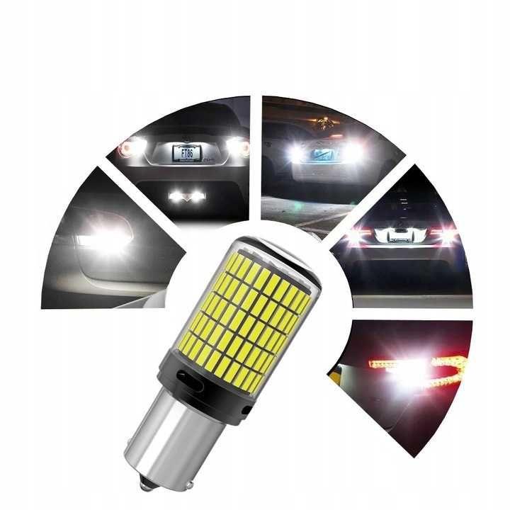 Żarówki P21W 1156 BA15S LED 144 LED Biały Canbus 2 szt Mocna Wsteczny