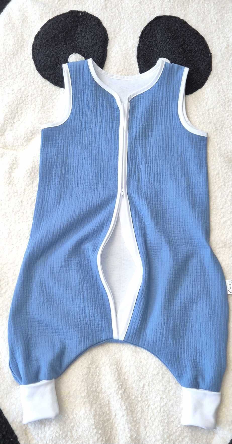 MUŚLINOWY Śpiworek z nogawkami standard 1,6 tog rozm 80-86 kolor Jeans