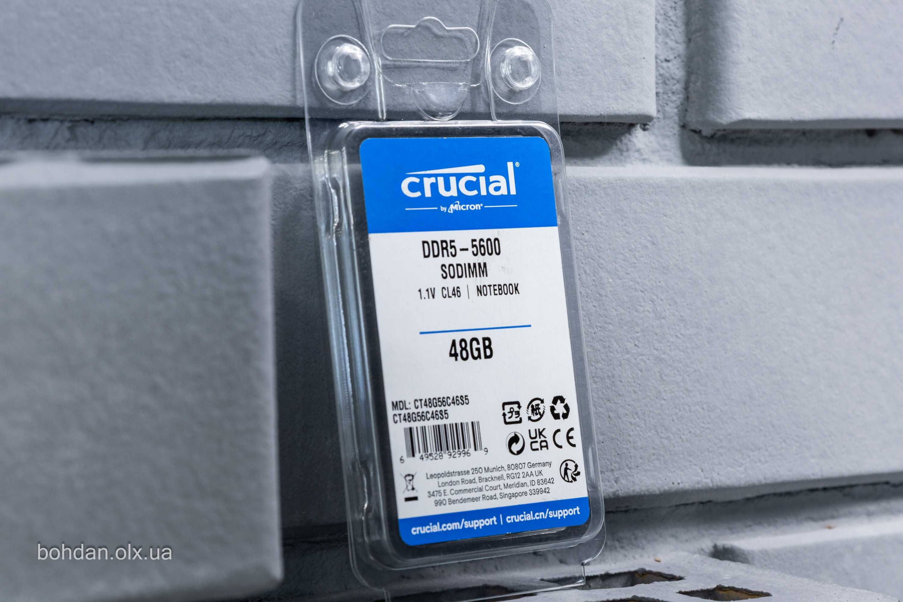 48GB Crucial 5600MHz DDR5 SODIMM RAM (CT48G56C46S5)