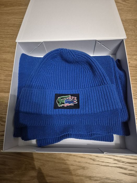 Komplet szalik i czapka Lacoste 100% wełna