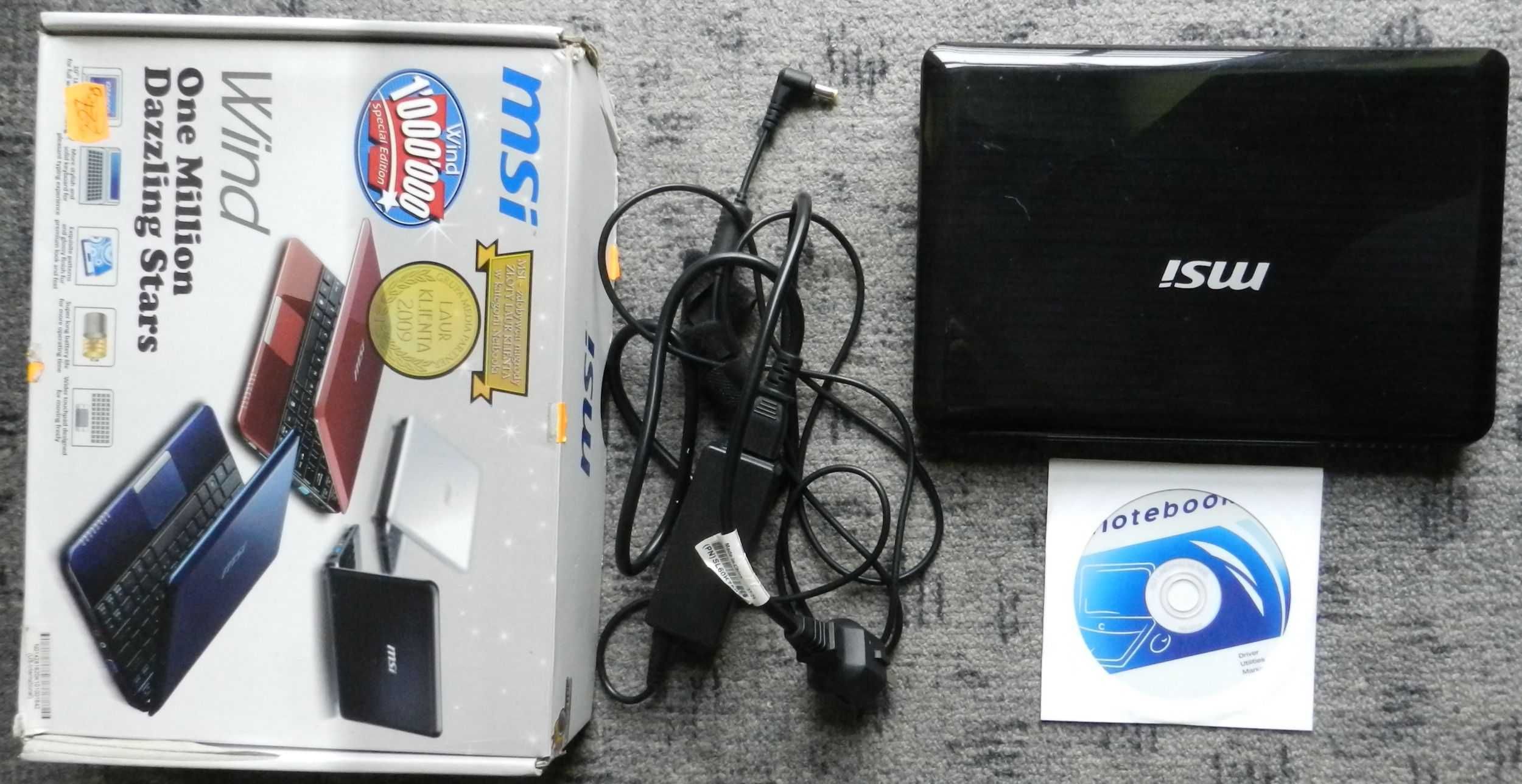 Laptop netbook MSI U135DX 10" dysk 80GB, Windows 10 Pro