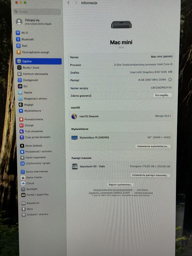 Mac Mini (A1993) - 2018 - i5/8GB/256GB - faktura VAT 23%