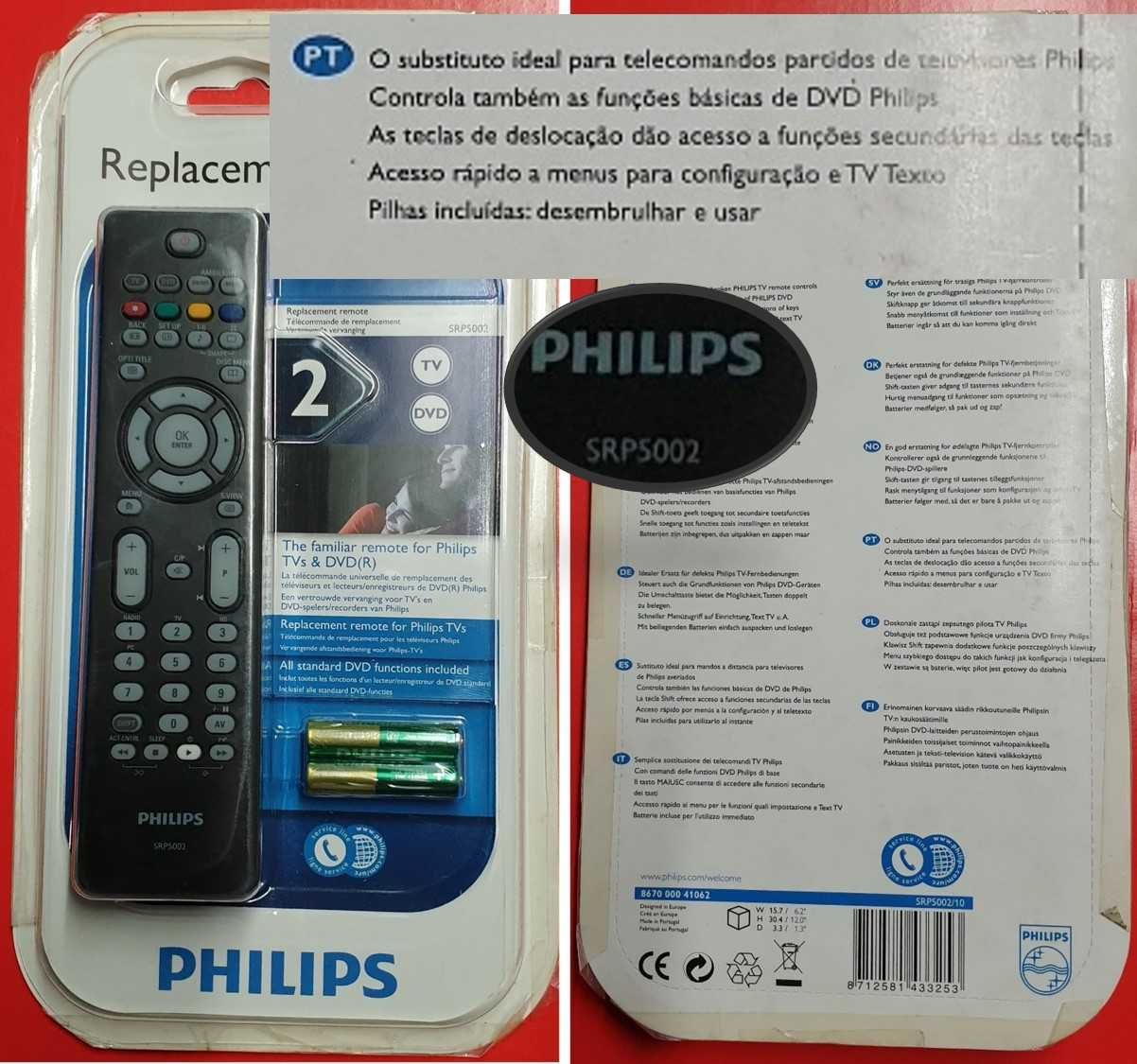 comando universal Philips para TV, DVD e VCR