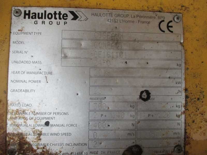 Podnośnik nożycowy zwyżka 12 m Haulotte Compact 12 (JLG Genie) UDT