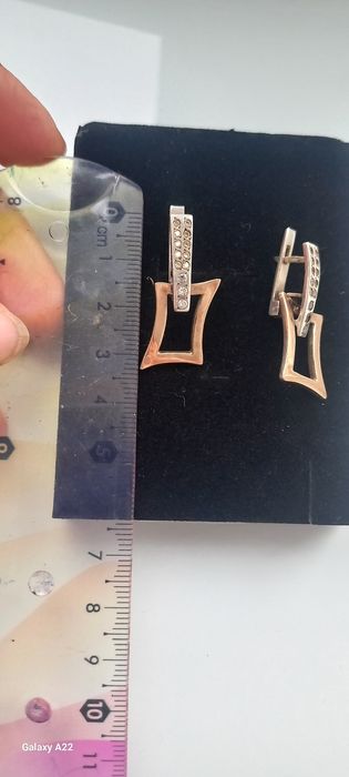 Сережки срібні з золотими пластинами