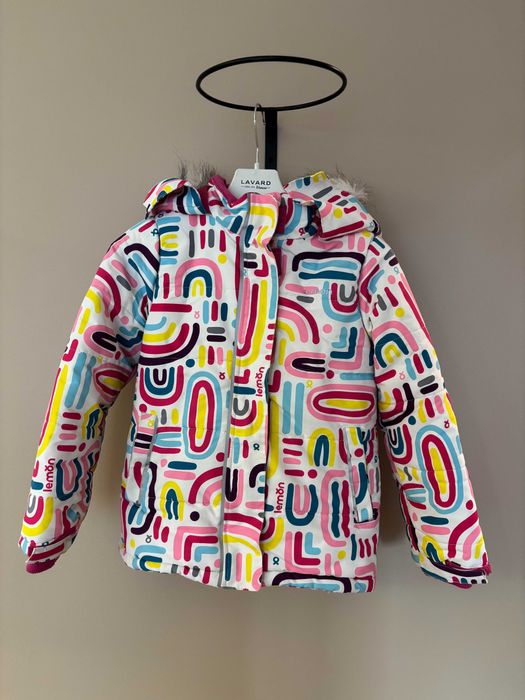 Kurtka zimowa narciarska 122 lemon dziewczynka