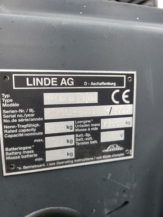 Wózek widłowy Linde H45D  Sprowadzony