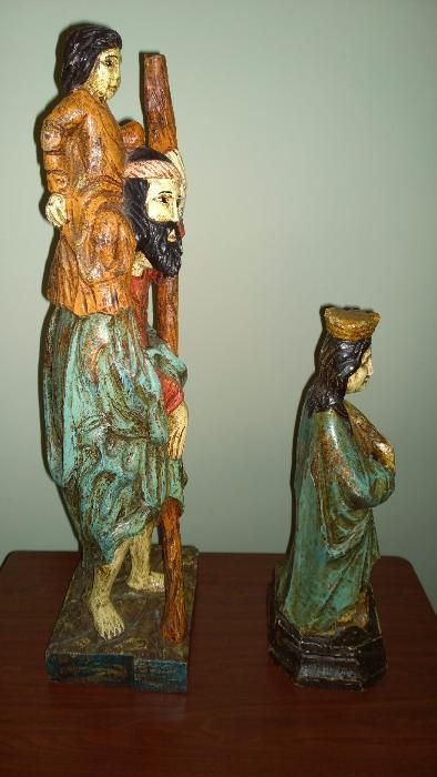 św. Barbara rzeźba figurki drewniane XIX/XX wiek antyk