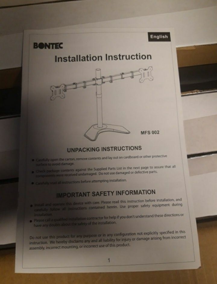 Uchwyt stojak na 2 monitory 13-27"Bontec