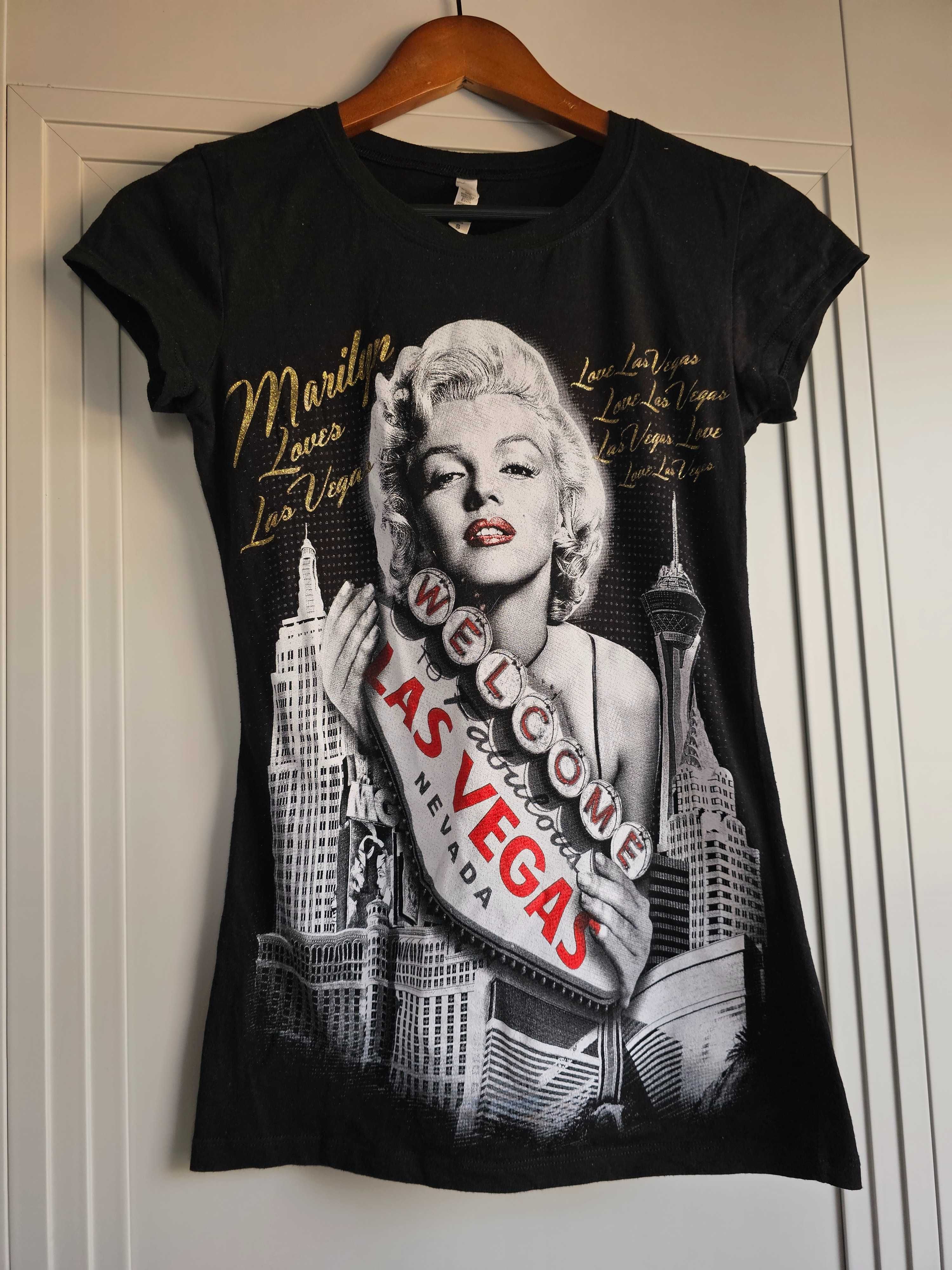 Marilyn Monroe Welcome Las Vegas czarna koszulka z krótkim rękawem
