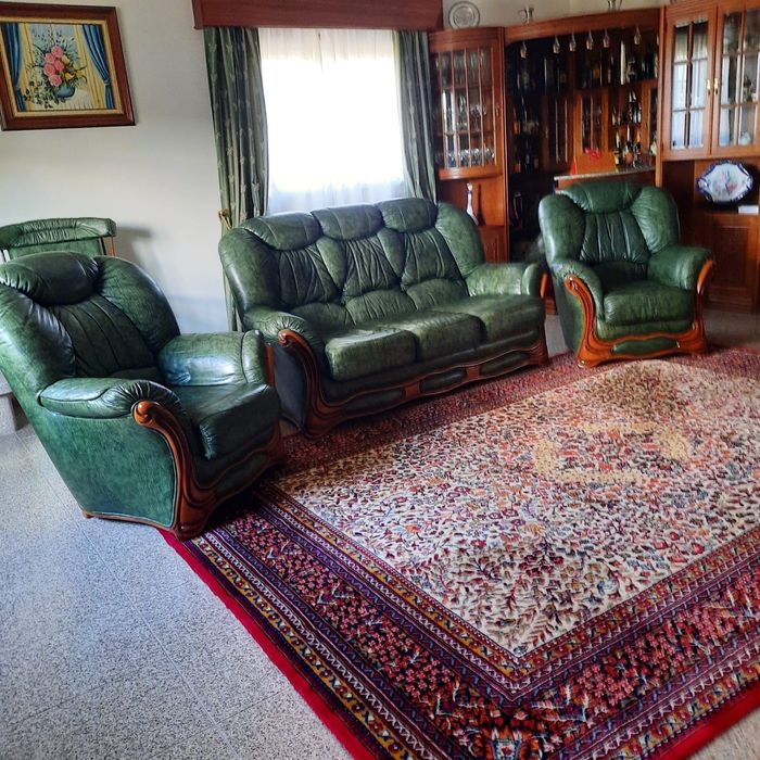 1 sofa que faz cama, 2 cadeirões + 1 carpete