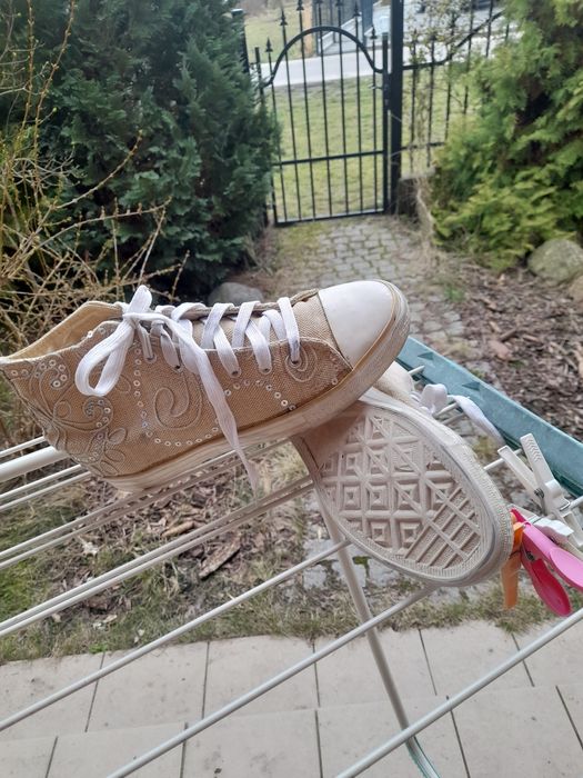 Trampki z juty z cekinami 41