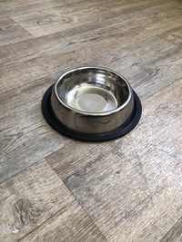 Нова металева миска тарілка кормушка для собак котів