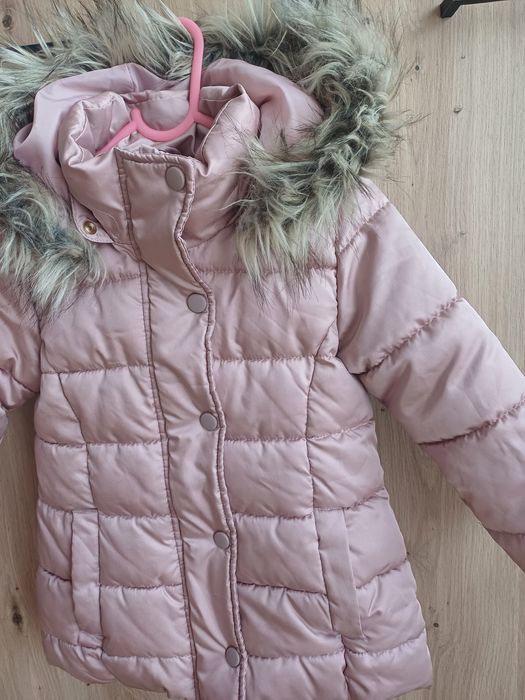 Kurtka zimowa H&M 104 cm, pudrowy róż
