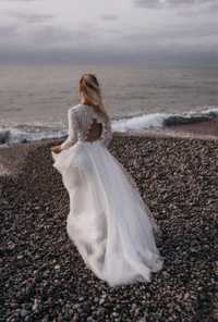 Весільна сукня мереживна А-силует з довгим рукавом Boho