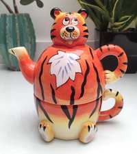 дитячий чайник-заварник з чашкою тигр чашка чайник