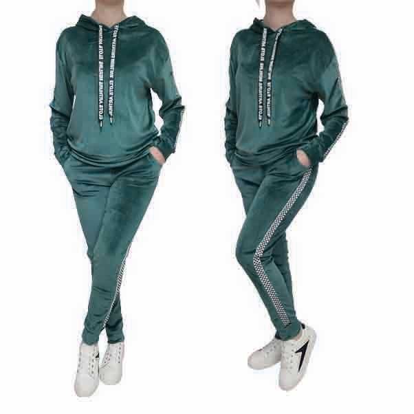 6 KOLORÓW Komplet dres welurowy bluza + spodnie TU S/M kolor ZIELONY