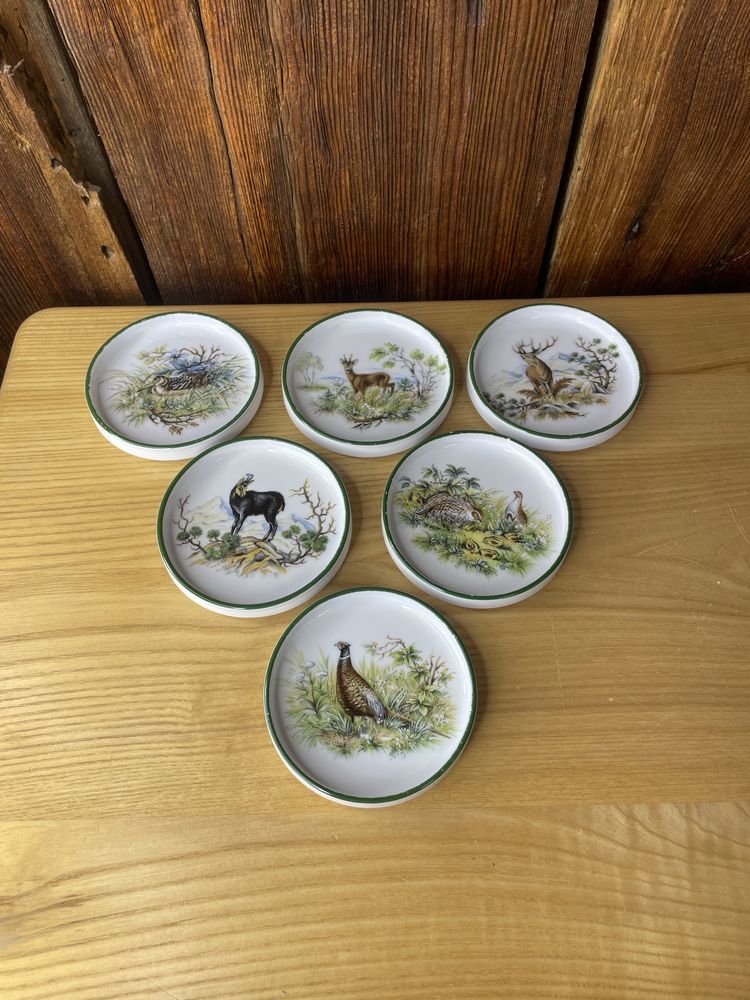 Komplet podstawek pod kubek porcelana myślistwo jeleń łoś A486