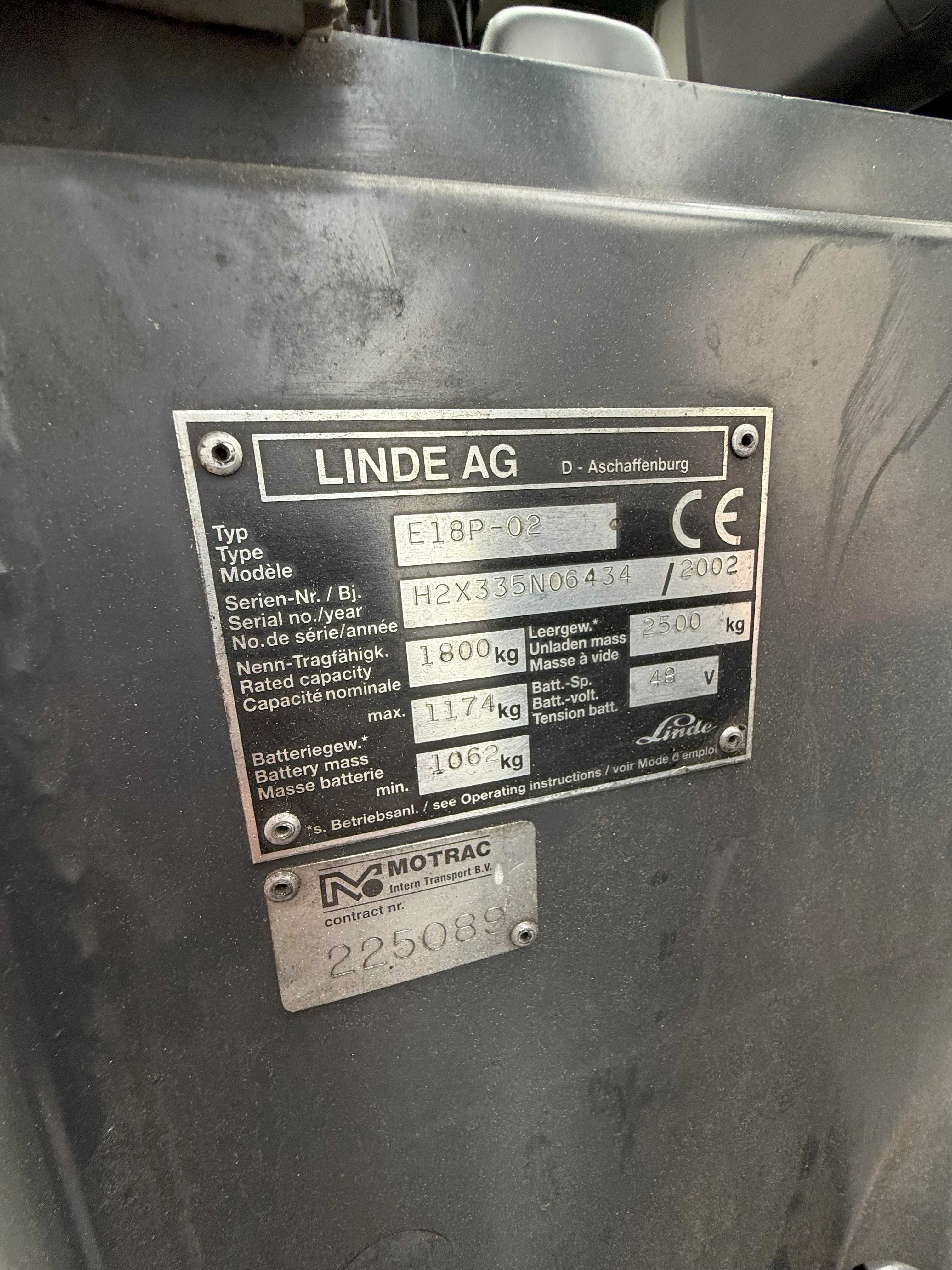 Empilhador Elétrico 1800kg - LINDE E18 4m