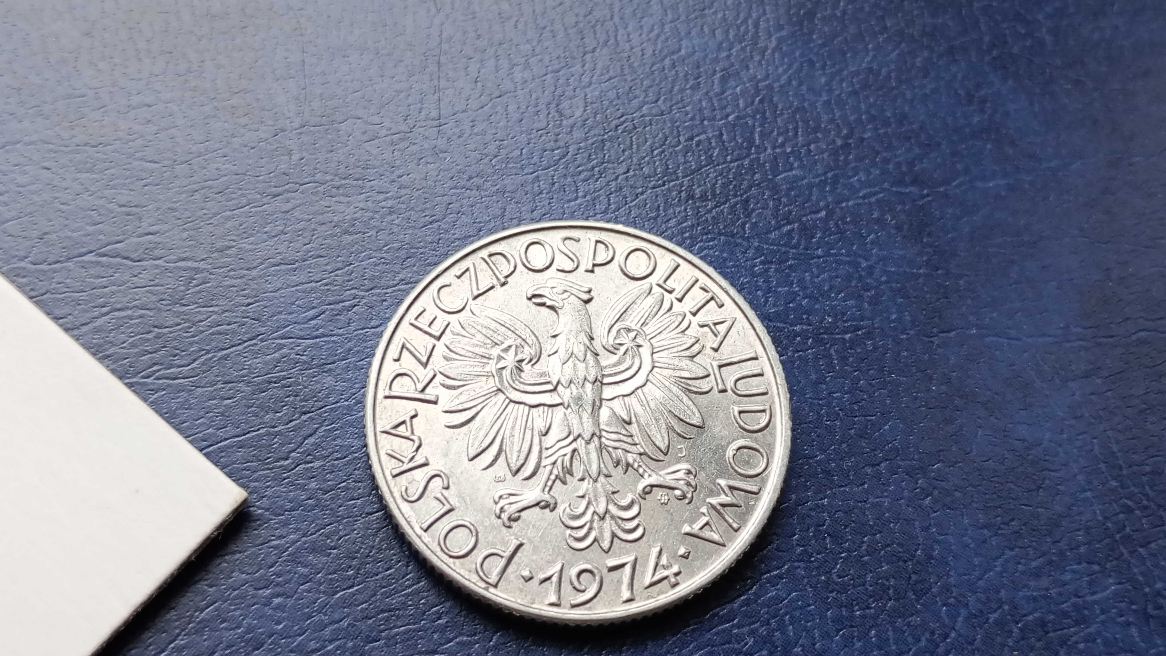 Stare monety Medal 5 zł 1974 Rybak PRL piękna