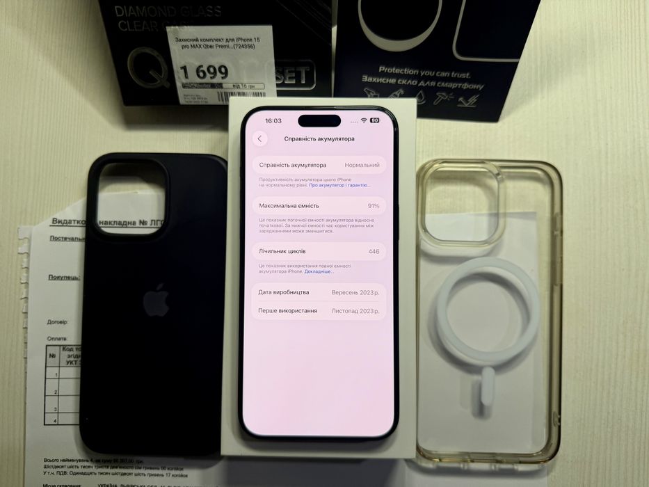 Iphone 15 Pro Max 256гб(Black Titanium) СТАН НОВОГО ТЕЛЕФОНУ!!!