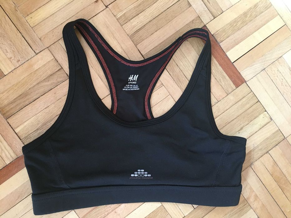Czarny stanik biustonosz top sportowy H&M roz. 80A