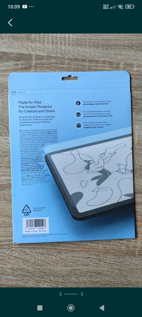 2 sztuki zestaw paperlike 2.1 folia iPad pro 11 i iPad air 10.9