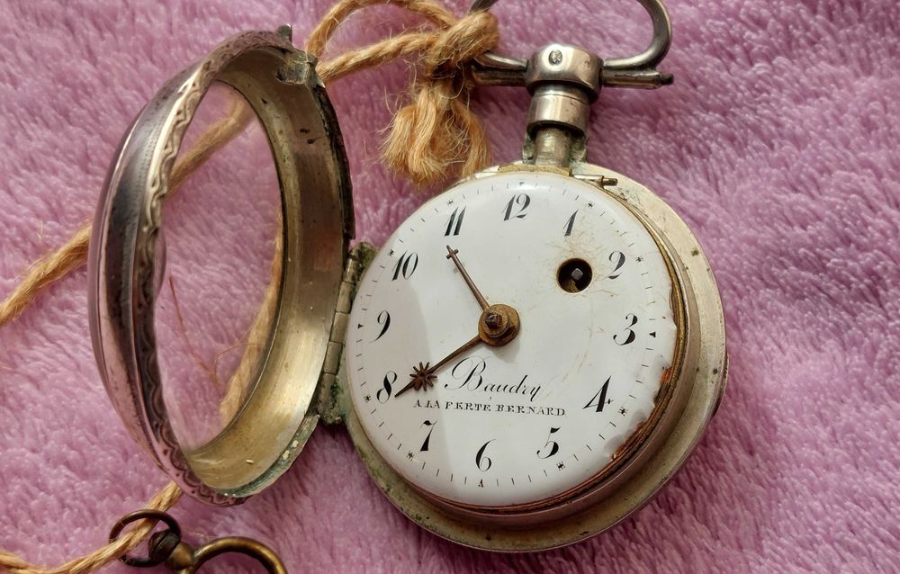 Relogio de bolso Prata VERGE FUSEE  "Baudry " 1800's - [48mm]
