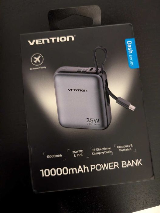 Vention Powerbank z wyświetlaczem LED z kablem USB-C 10000mAh 35W