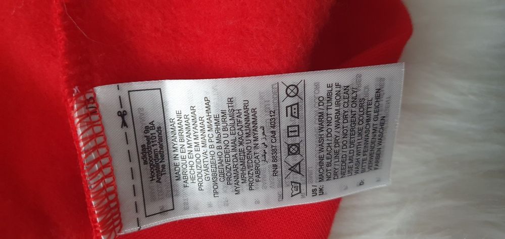 Adidas – Czerwona Bluza z Kapturem 100% oryginał