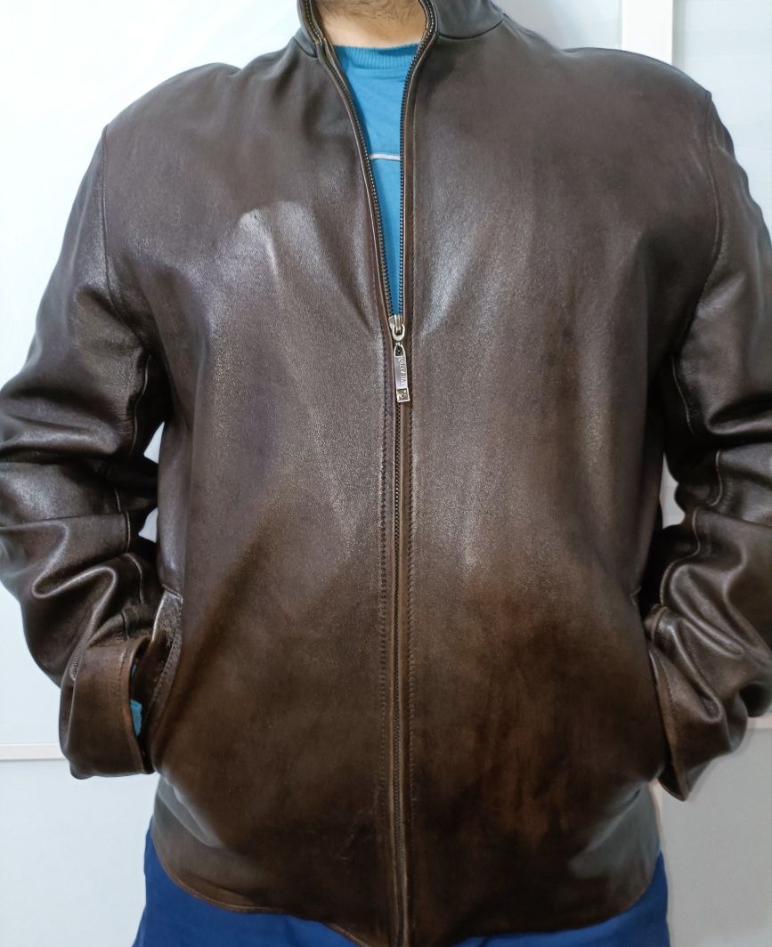 Кожаная мужская куртка р.50-52, демисезонная