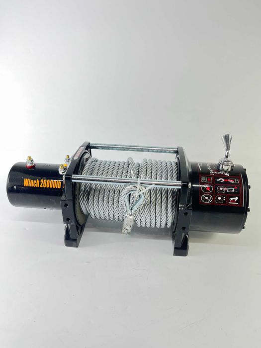 Електрична лебідка 26000 lb / 11793 кг 12V промислова, сталевий трос