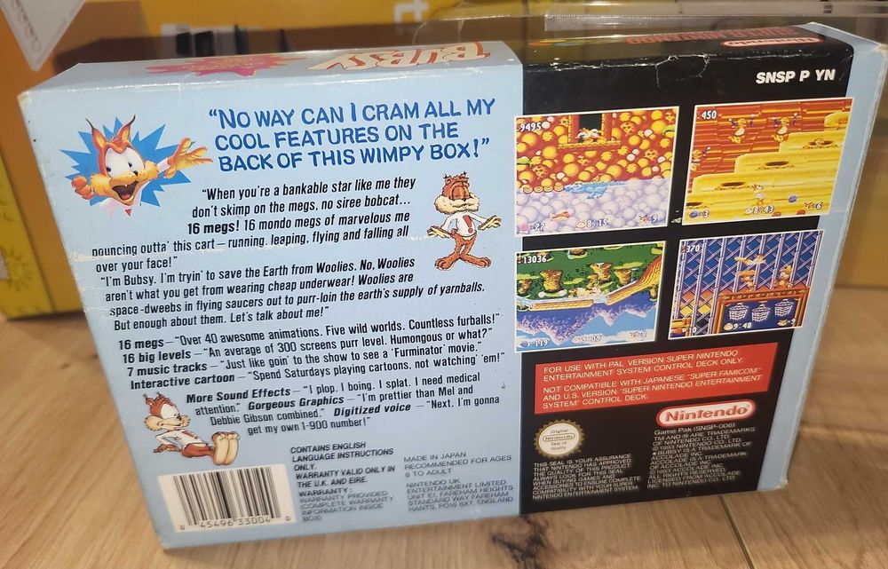 Gra Bubsy - NINTENDO SNES - DB- stan CIB Komplet +Protektor