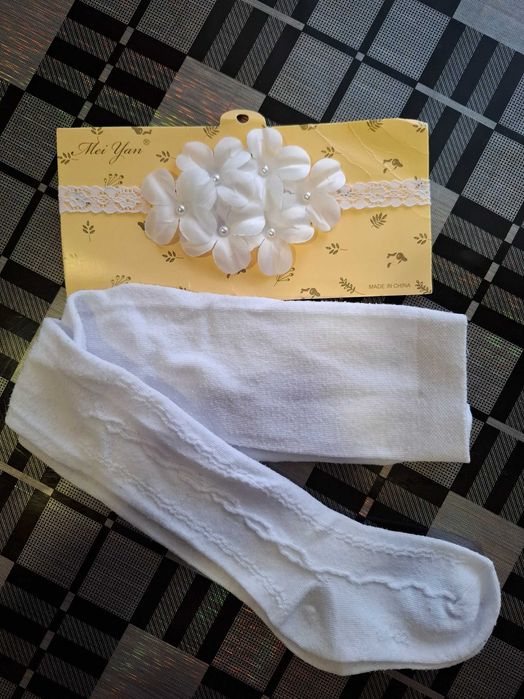 Колготи білі з малюнком 86р