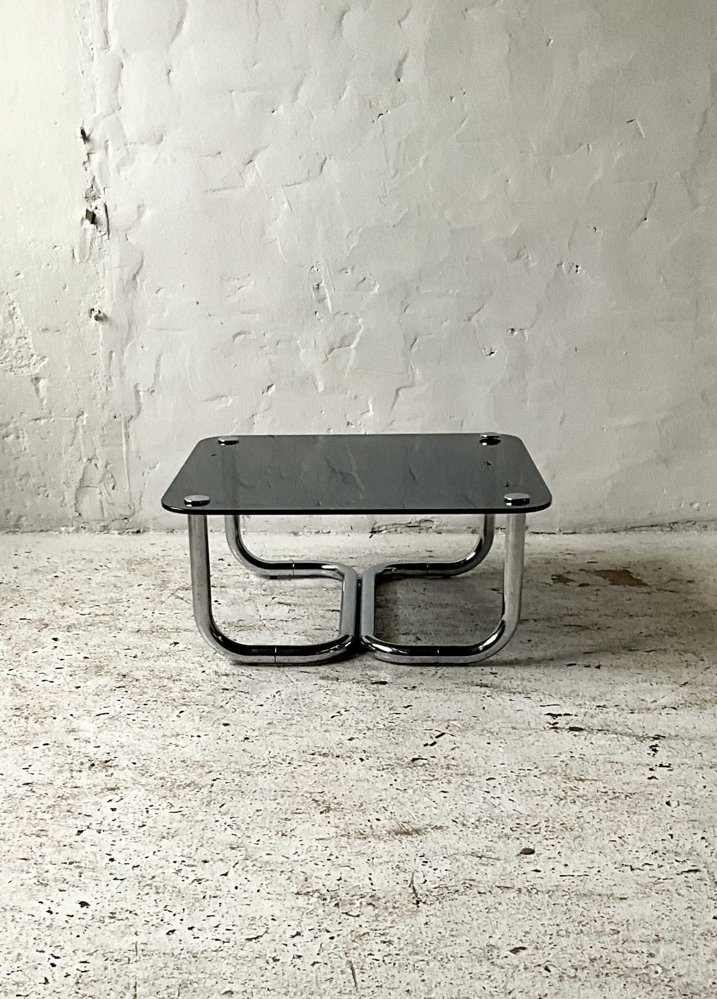 Stolik kawowy chrom szkło lata 80 vintage design
