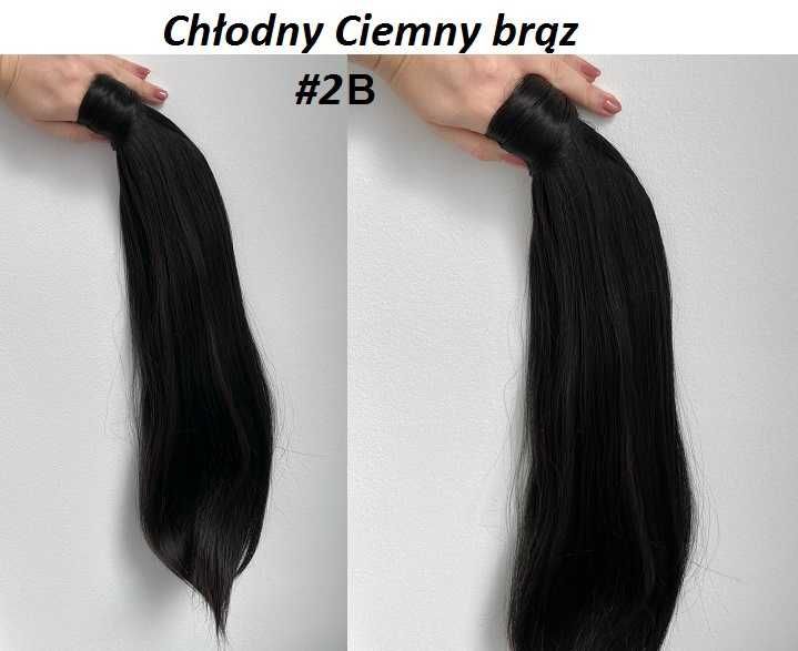 Doczepiany KUCYK kitka 60cm jak Naturalne ciemny lub czerń czarny