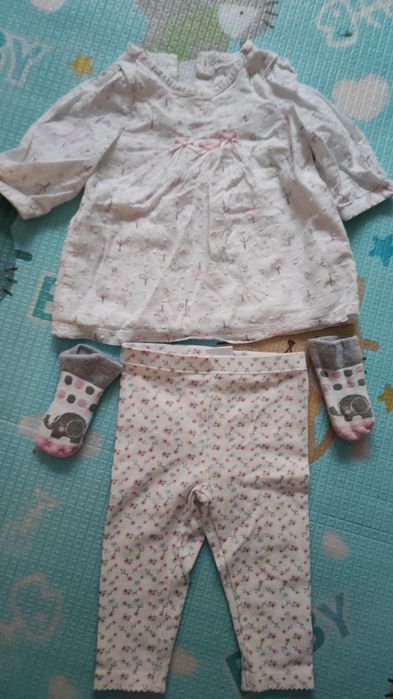 Komplecik spodnie +koszulka+skarpetki róż.62-68