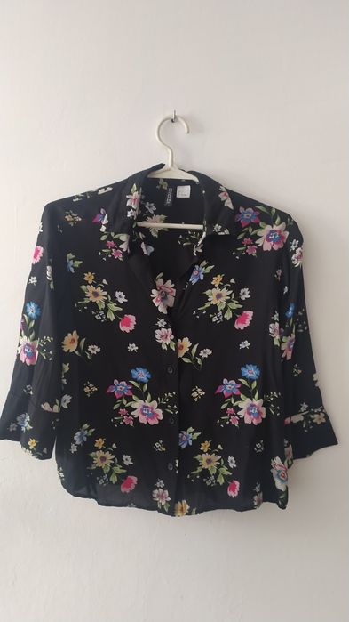 H&M koszula kwiaty oversize wiskoza 32 34 36