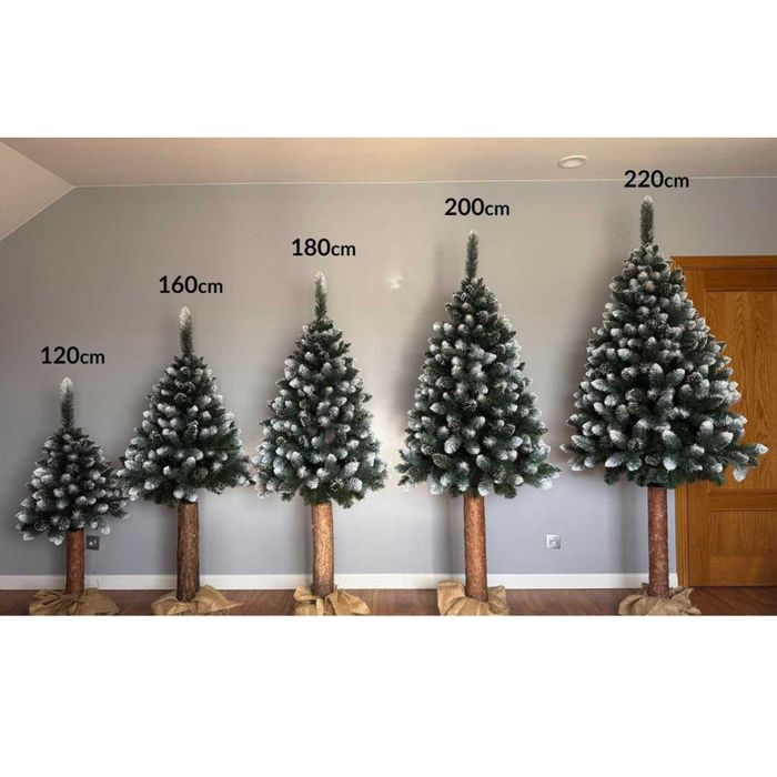 NOWA choinka sztuczna na pniu 180cm sosna z białymi końcówkami 180cm