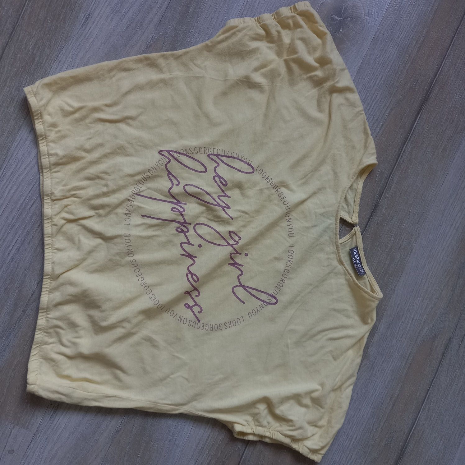 Bluzka bluzeczka damska żółta krótka 158 bawełna