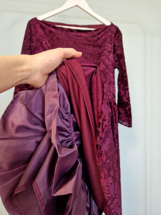 Bordowa burgundowa fioletowa krótka sukienka welurowa devore Mohito