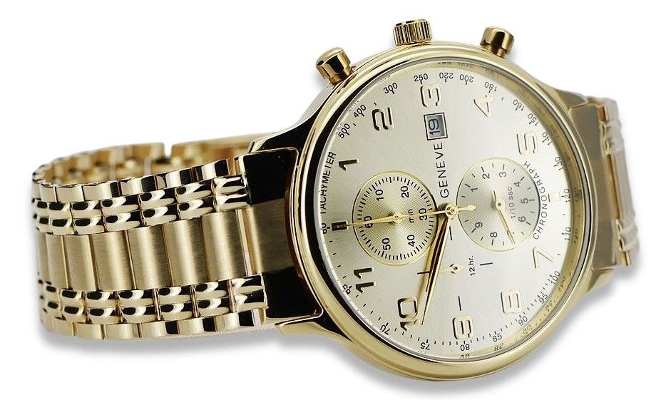 Złoty zegarek 14k 585 z bransoletą męski Geneve mw005ydy&mbw012yo P