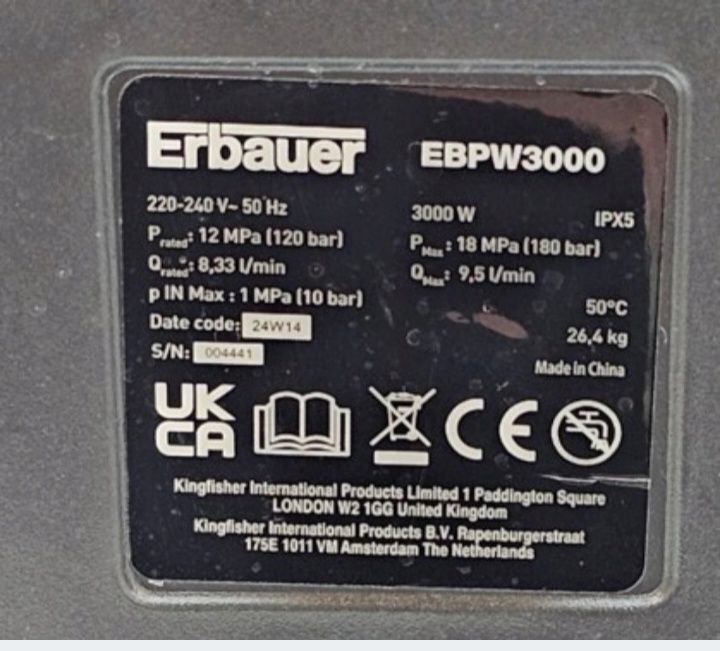 Мийка високого тиску Erbauer 3000w 180bar