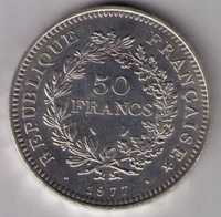 Moeda de 50 Francos de 1977 em Prata - Não Circulada | NOVA