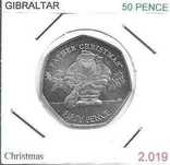 Gibraltar - - - 50 Pence - 2019 - - - Christmas - - - Moeda