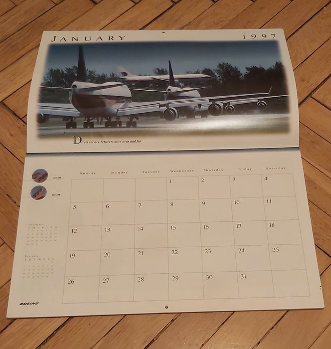 Boeing kalendarz samoloty 1997 rok kolekcjonerski