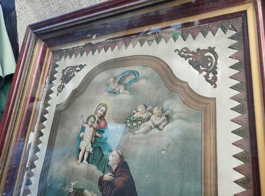 Przedwojenny obraz,Bronowice Św.Antoni,aniołki,cegiełka na kościół