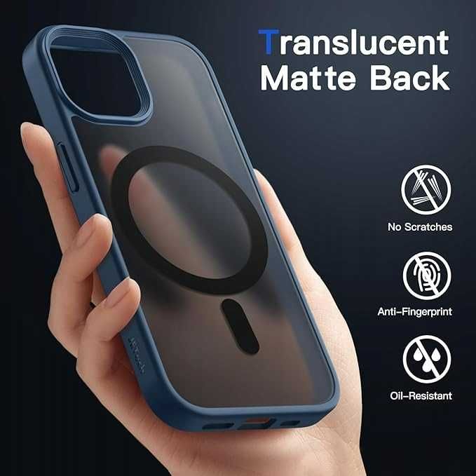 Plecki, Etui JETech MagSafe iPhone 14 6,1" Matowe Sztormowy Błękit